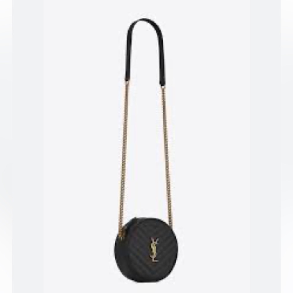 YSL Vinyle Chevron Round Camera Bag